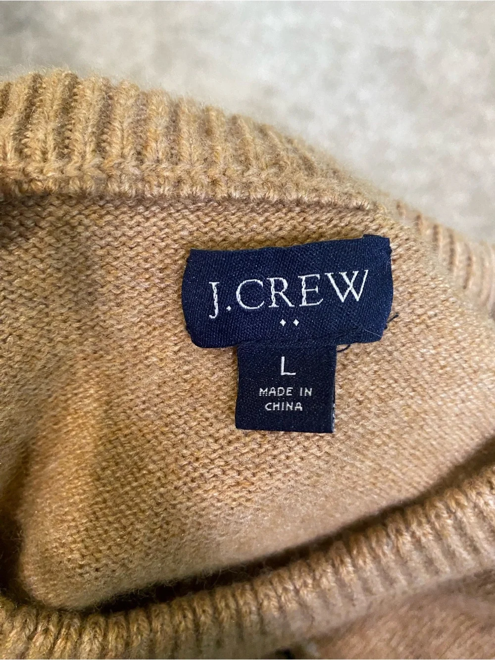 J. Crew Men’s Camel Crewneck with Black & Cream Fair Isle